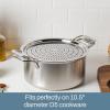 All-Clad D5 5-Ply Brushed Stainless Steel Sauteuse with lid and Strain & Splatter Guard, 4-Quart, Induction, Oven & broiler safe up to 600°F, Cookware, Kitchen Essential, Pots and Pans, Silver(Strain & Splatter Guard)