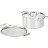 All-Clad D5 5-Ply Brushed Stainless Steel Sauteuse with lid and Strain & Splatter Guard, 4-Quart, Induction, Oven & broiler safe up to 600°F, Cookware, Kitchen Essential, Pots and Pans, Silver(8-Quart Stockpot)