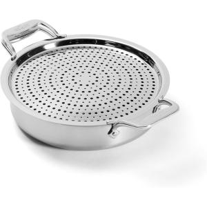 All-Clad D5 5-Ply Brushed Stainless Steel Sauteuse with lid and Strain & Splatter Guard, 4-Quart, Induction, Oven & broiler safe up to 600°F, Cookware, Kitchen Essential, Pots and Pans, Silver(4-Quart Sauteuse)