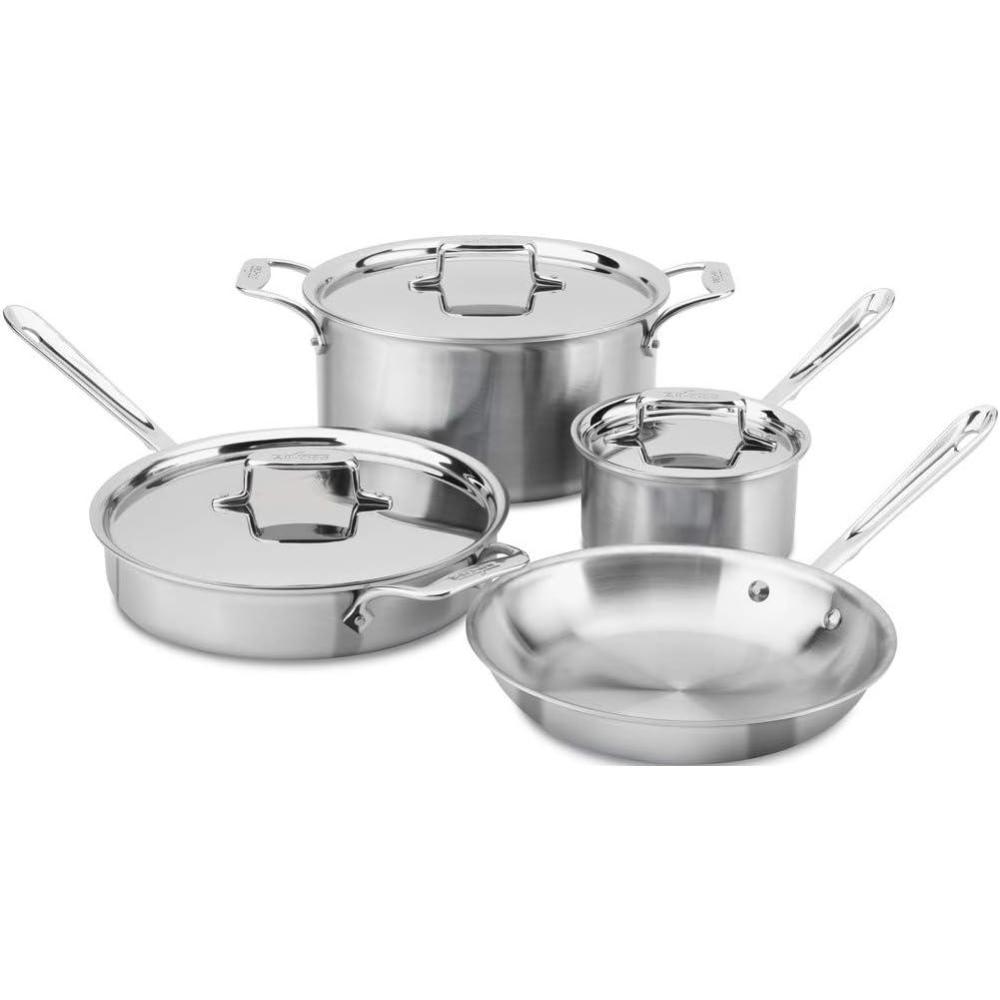 image:imageAllClad BD005707R D5 Brushed 1810 Stainless Steel 5Ply Bonded Dishwasher Safe Cookware Set 7Piece Silver7piece set