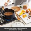 All-Clad HA1 Hard Anodized Nonstick Sauteuse Pan with Acacia Trivet and Spoon 4 Piece, 4 Quart Induction Oven Broiler Safe 500F, Lid Safe 350F Pots and Pans, Cookware Black(6 Quarts)