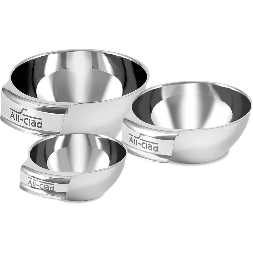 image:imageAllClad Kitchen Essentials Stainless Steel Mini Measuring Bowl Set 3 Piece Includes 1 12 and 14 Stackable Measuring Cups Gadgets for Cooking amp Baking Cookware Tools Dishwasher Safe Silver