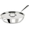 All-Clad D3 3-Ply Stainless Steel Large Weeknight Fry Pan with Lid 4 Quart, Induction, Oven Broiler Safe 600F, Fast and Even Heat, Pots and Pans, Cooking Frying Pan, Skillet, Kitchen, Cookware, Silver(Silver)