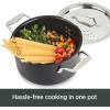 All-Clad HA1 Hard Anodized Nonstick Stockpot, Multi-Pot with Strainer 6 Quart Oven Broiler Safe 500F Strainer, Pasta Strainer with Handle, Pots and Pans Black