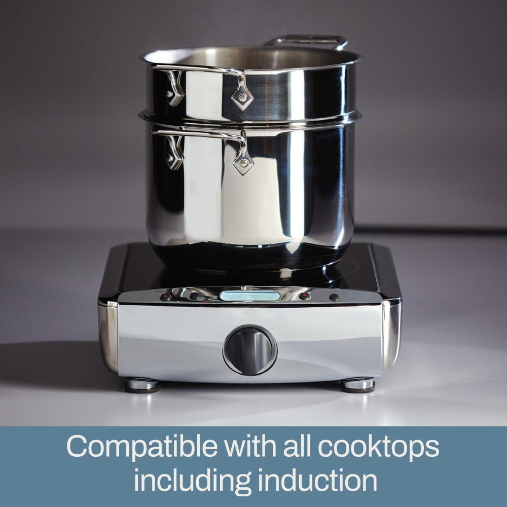 image:imageAllClad Specialty Stainless Steel Stockpot MultiPot with Strainer 3 Piece 6 Quart Induction Oven Broiler Safe 500F Strainer Pasta Strainer with Handle Pots and Pans SilverSilver
