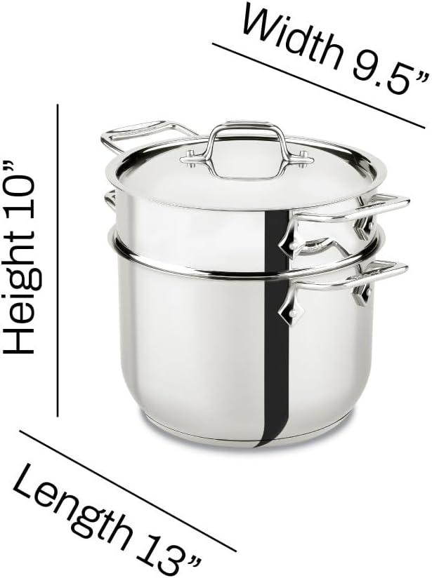 image:imageAllClad Specialty Stainless Steel Stockpot MultiPot with Strainer 3 Piece 6 Quart Induction Oven Broiler Safe 500F Strainer Pasta Strainer with Handle Pots and Pans SilverSilver
