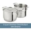 All-Clad Specialty Stainless Steel Stockpot, Multi-Pot with Strainer 3 Piece, 6 Quart Induction Oven Broiler Safe 500F Strainer, Pasta Strainer with Handle, Pots and Pans Silver(Silver)