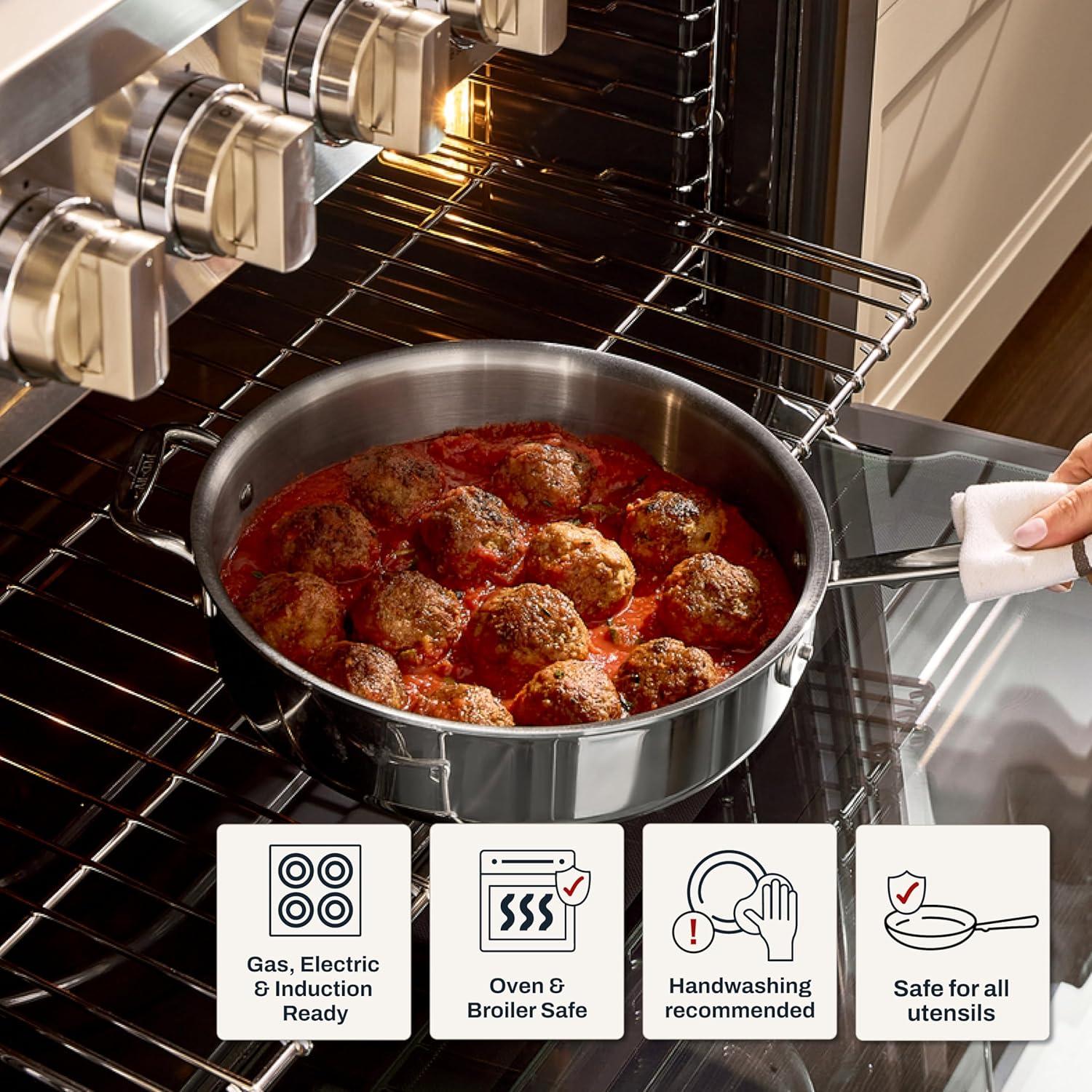 image:imageAllClad D3 Stainless Steel 6 Piece Cookware Set Made in USA Includes 12 Fry Pan 2 Qt Saucepan 4 Qt Sautpan Professional Grade Oven Safe amp Induction Compatible