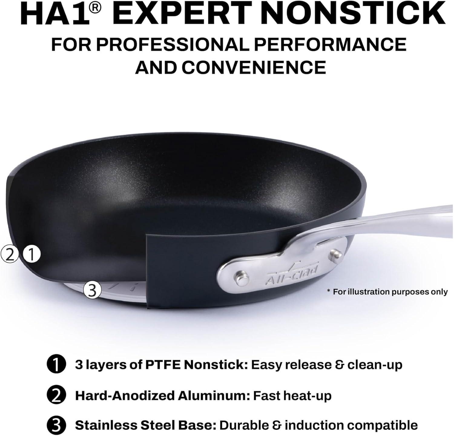 image:imageAllClad HA1 Expert Hard Anodized Nonstick Cookware Set 10 Piece Pots Frying Pans DishwasherSafe OvenSafe Up to 500F Compatible with All Stovetops Gas Electric amp Induction Black7 Piece Cookware Set