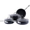 All-Clad HA1 Expert Hard Anodized Nonstick Cookware Set (10 Piece) Pots, Frying Pans, Dishwasher-Safe, Oven-Safe Up to 500°F Compatible with All Stovetops (Gas, Electric & Induction) – Black(7 Piece Cookware Set)