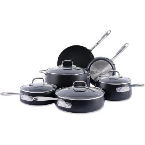 All-Clad HA1 Expert Hard Anodized Nonstick Cookware Set (10 Piece) Pots, Frying Pans, Dishwasher-Safe, Oven-Safe Up to 500°F Compatible with All Stovetops (Gas, Electric & Induction) – Black(13 Piece Set)