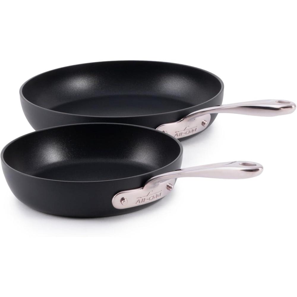 image:imageAllClad HA1 Expert Hard Anodized Nonstick Fry Pan 2 Piece Set 8 amp 10 Induction Oven Safe 500F Kitchen Frying Pans Skillets Ergonomic Handle Premium Cookware Dishwasher Safe Black2Piece Set 8  10