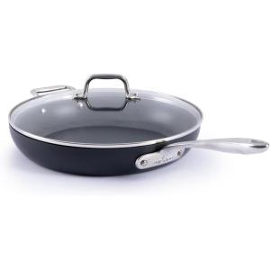 All-Clad HA1 Expert Hard Anodized Nonstick Fry Pan 2 Piece Set, 8″ & 10″ Induction, Oven Safe 500F, Kitchen Frying Pans, Skillets, Ergonomic Handle, Premium Cookware, Dishwasher Safe, Black(12 inch Nonstick Fry Pan with Lid)