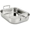 All-Clad Specialty Stainless Steel Roaster with Nonstick Rack 11×14 Inch Oven Broiler Safe 500F Roaster Pan, Pots and Pans, Cookware Silver(11×14 in)