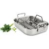 All-Clad Specialty Stainless Steel Roaster with Nonstick Rack 11×14 Inch Oven Broiler Safe 500F Roaster Pan, Pots and Pans, Cookware Silver(11×14 in)