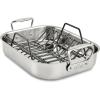 All-Clad Specialty Stainless Steel Roaster with Nonstick Rack 11×14 Inch Oven Broiler Safe 500F Roaster Pan, Pots and Pans, Cookware Silver(11×14 in)