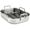 All-Clad Specialty Stainless Steel Roaster with Nonstick Rack 11×14 Inch Oven Broiler Safe 500F Roaster Pan, Pots and Pans, Cookware Silver(16×13 in)